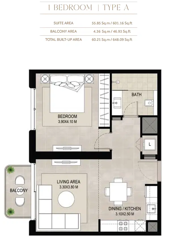 Nshama Symphony 1 Bedroom Apartments Floor Plan