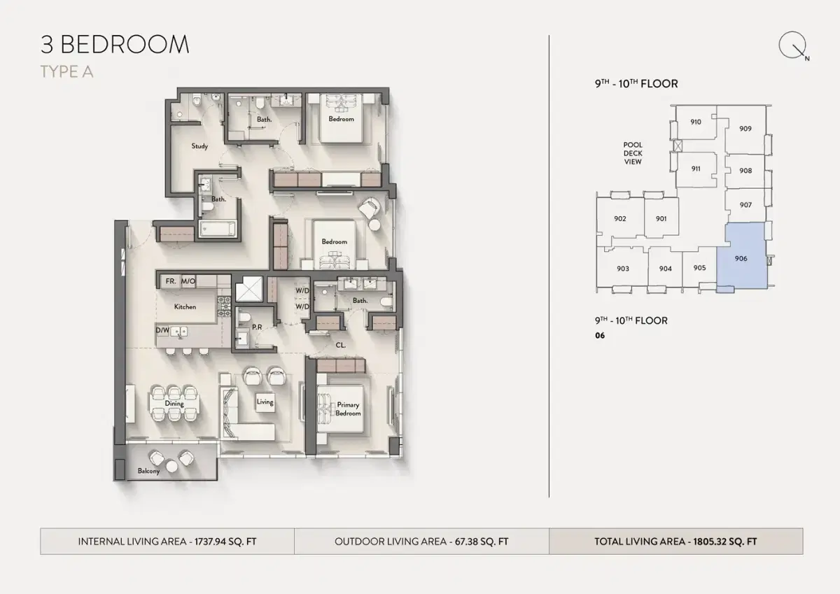 Ellington Hillmont Residences Jvc 3 BR Apartments Floor Plan
