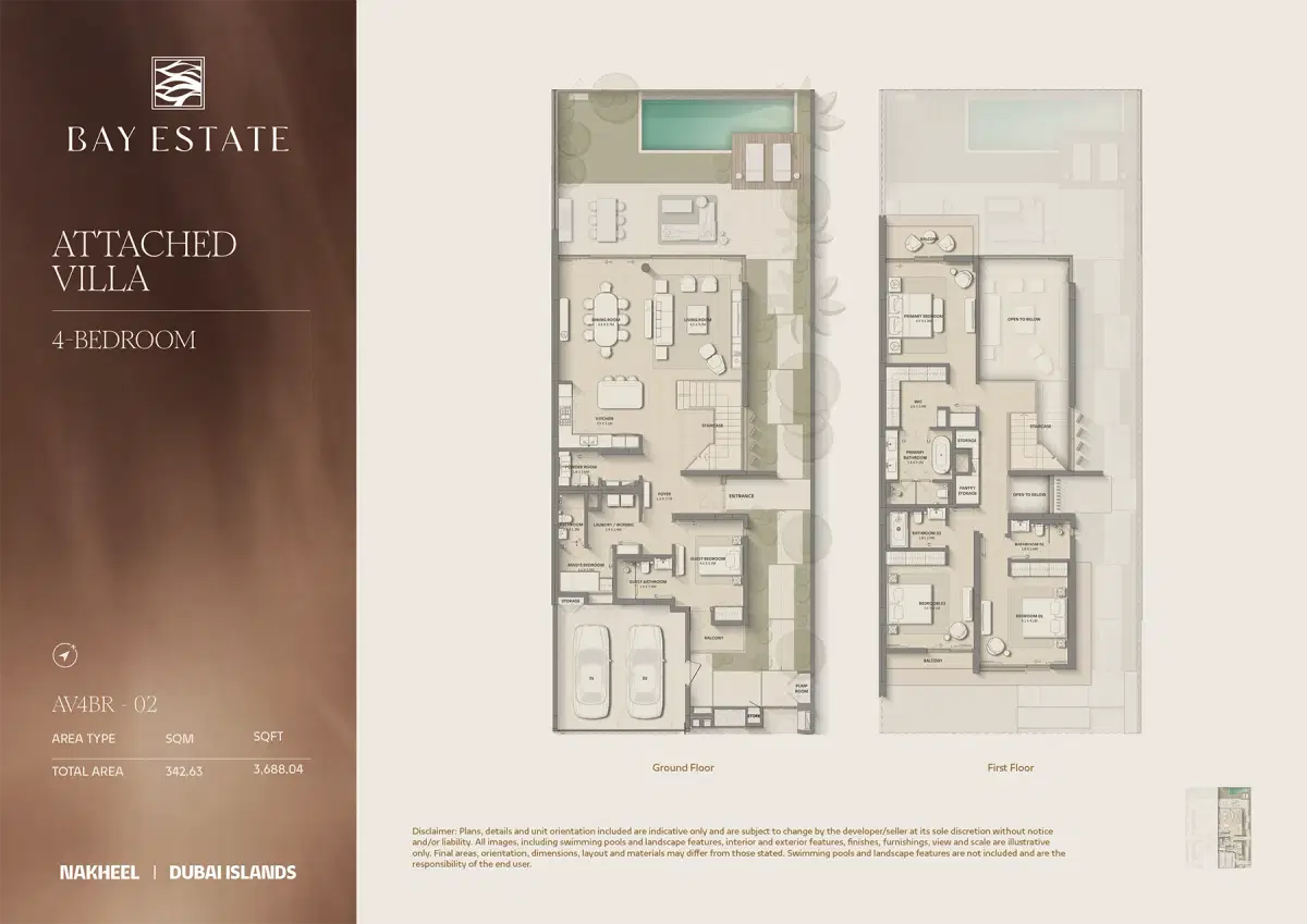 Nakheel Bay Estate 4 BR Floor Plan 3688 Sq. Ft.