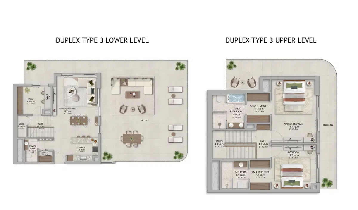 2 Bedroom Duplexes