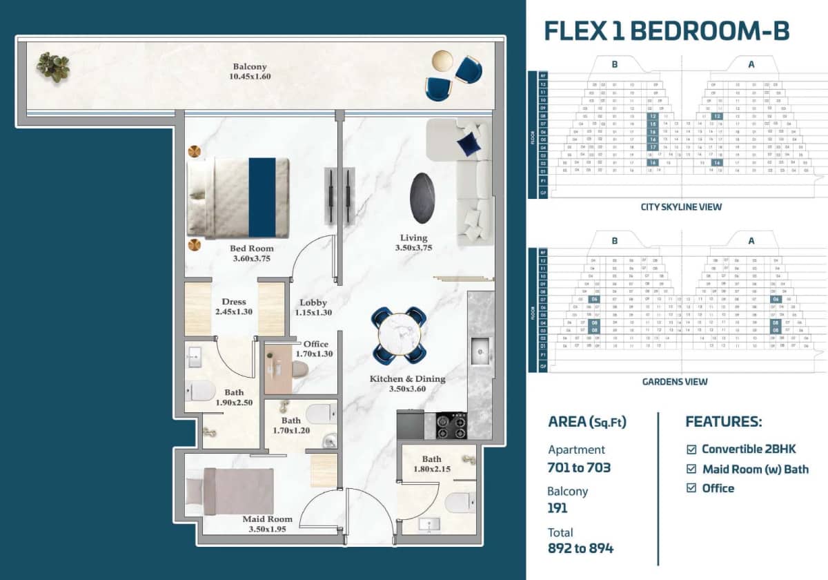 1 Bedroom Apartments