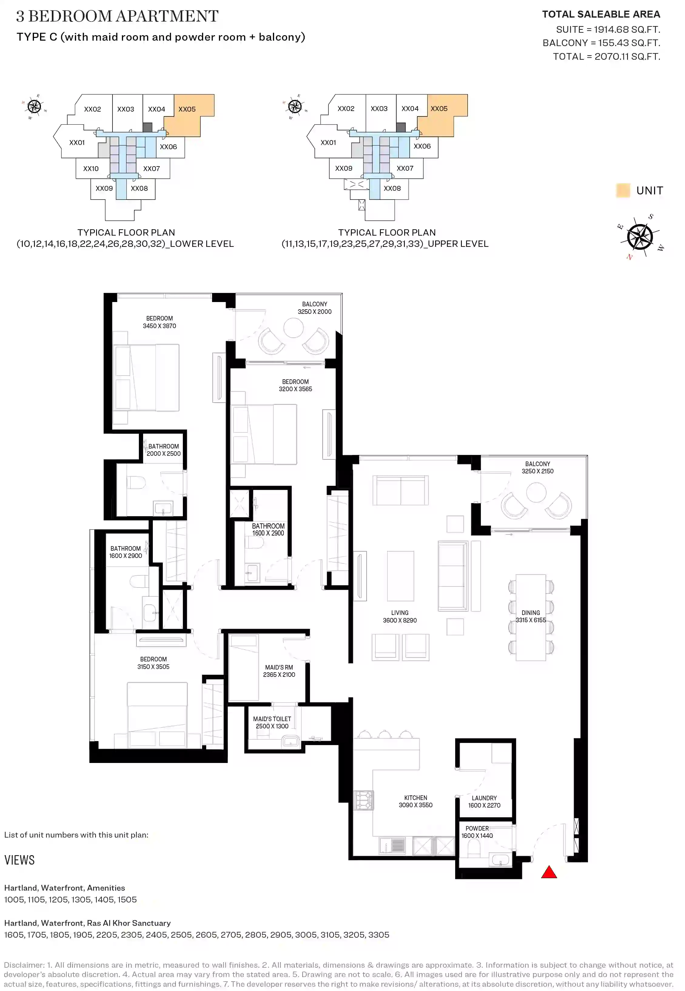 3 Bedroom Apartments