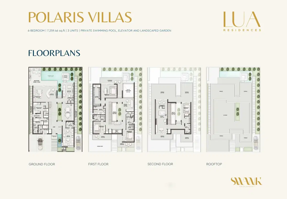 Swank Lua Residence Villas at MBR City Dubai 6 BR Floor Plan 7,259 Sq. Ft.