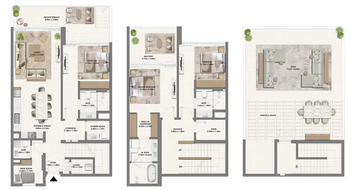 Emaar Parkwood At Dubai Hills Estate Townhouses type-1 Floor Plan