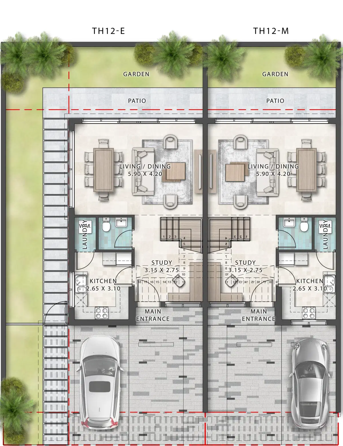 Damac Violet 4 In Damac Hills 2 4 Bedroom Townhouse Floor Plan
