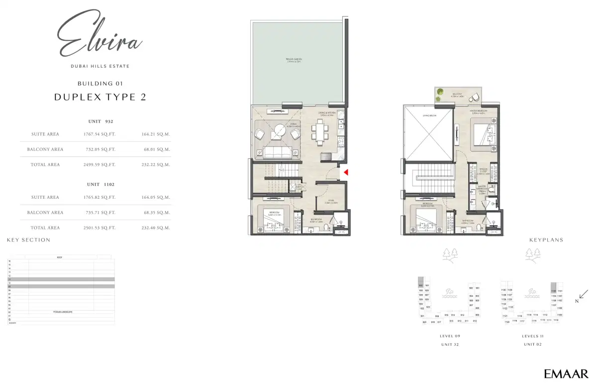 Emaar Elvira 3 Bedroom Duplexes Floor Plan