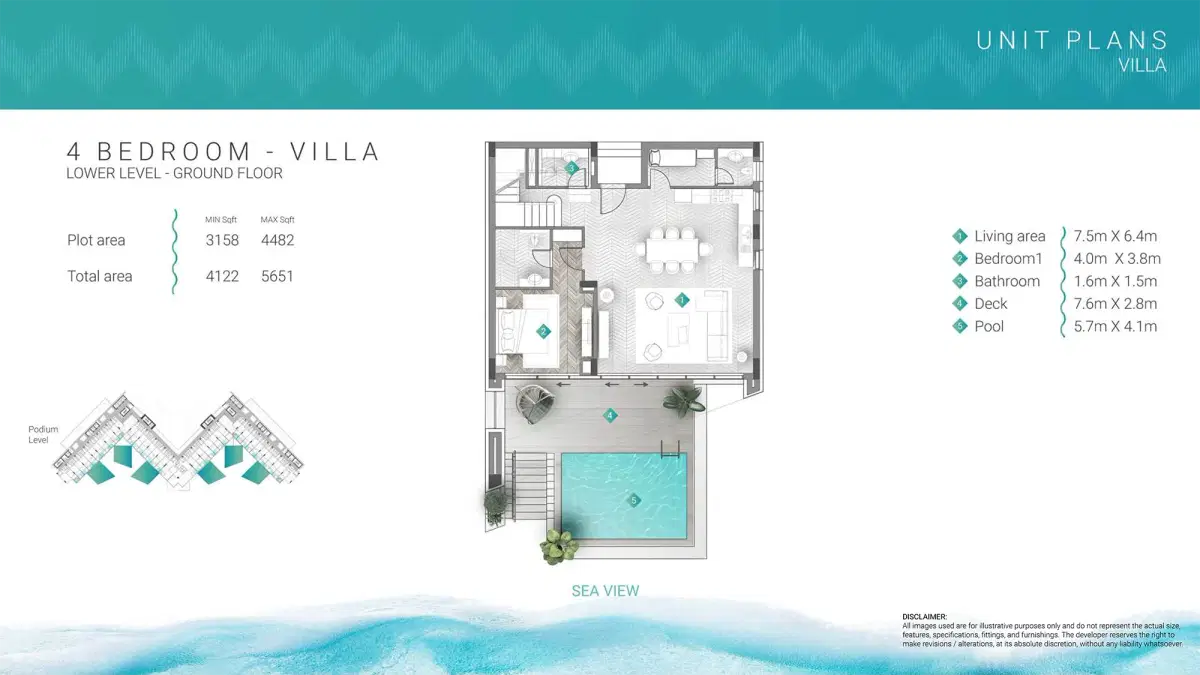 Durar Moonstone Al Marjan Island 4 BR Villa Floor Plan
