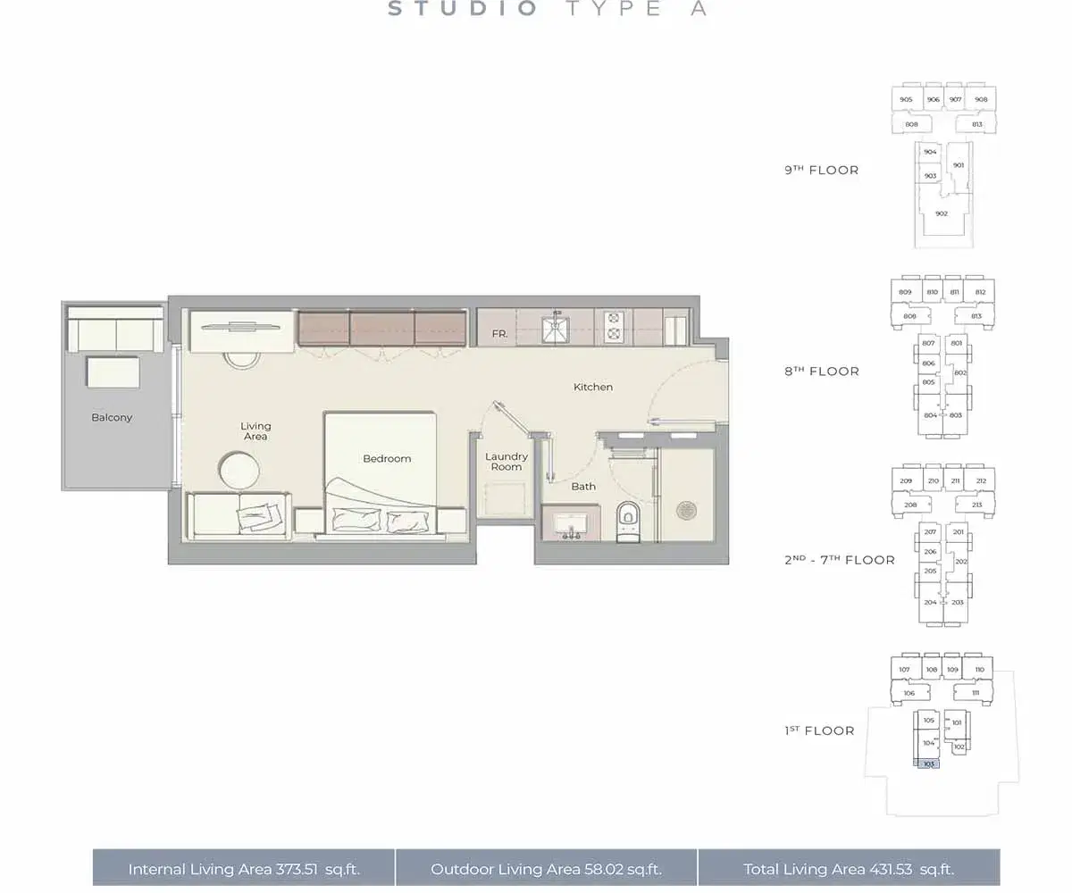 Ellington House 4 at Dubai Hills Estate Dubai Studios Floor Plan