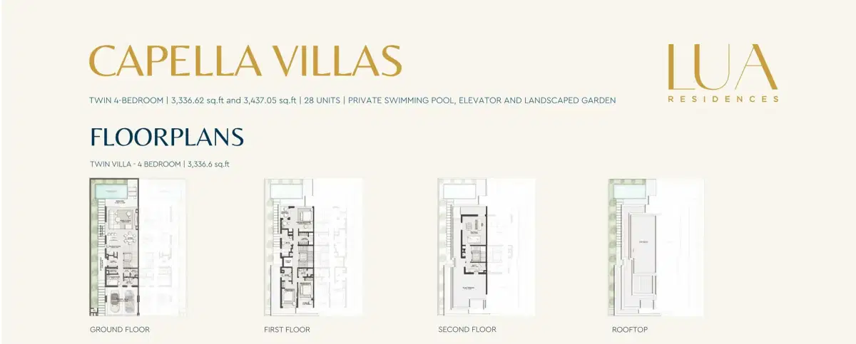 Swank Lua Residence Villas at MBR City Dubai 4 BR Floor Plan 3,336 Sq. Ft.