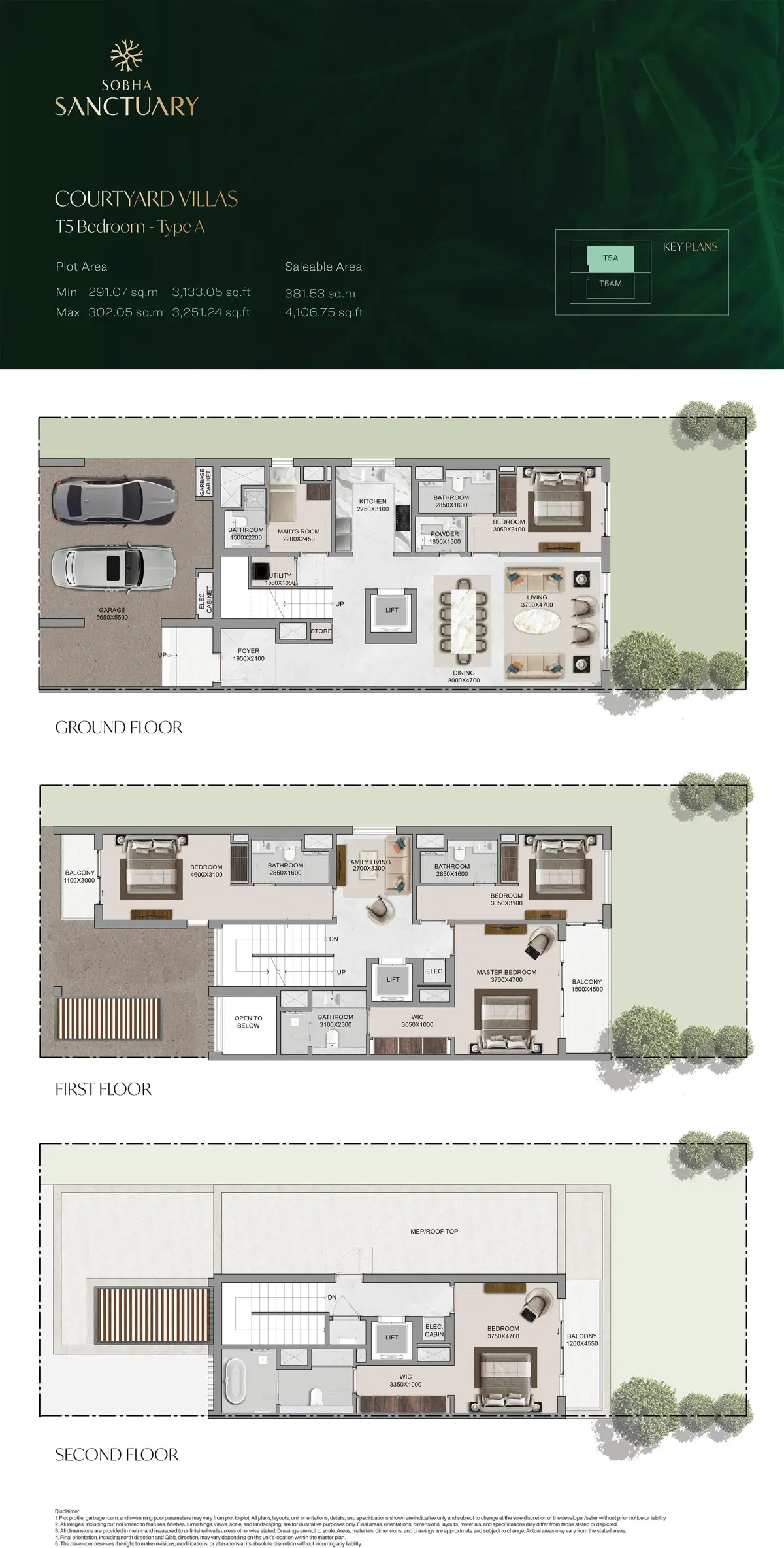 Sobha The Brooks Villas at Sobha Sanctuary Dubai 5 BR Villas Floor Plan