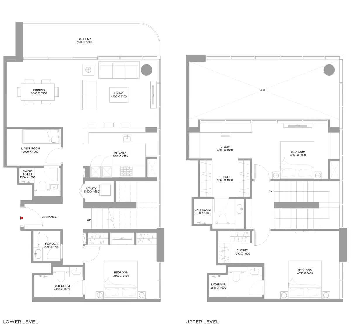 Sobha Starline Beach Residences At Siniya Island 3 Bedroom Duplex Apartments Floor Plan