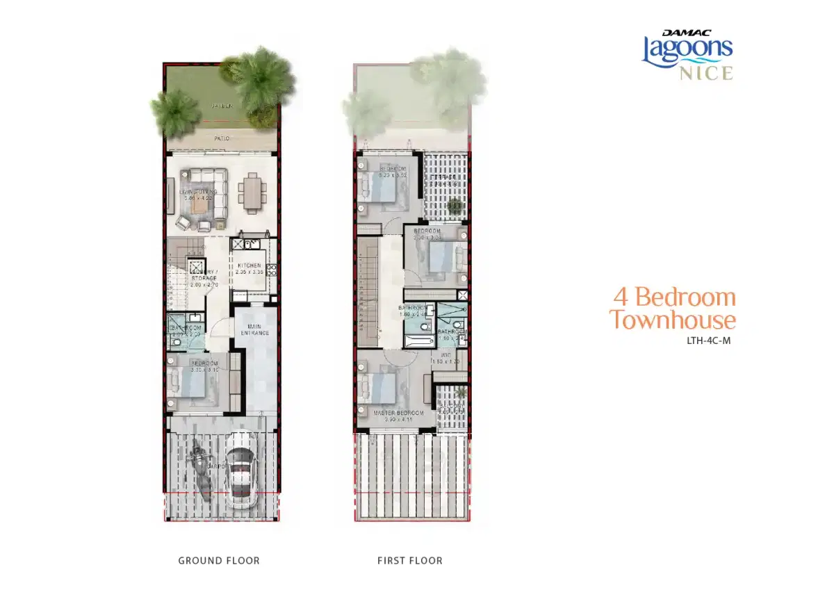 Damac Lagoons Nice 4 Bedroom Townhouses Floor Plan