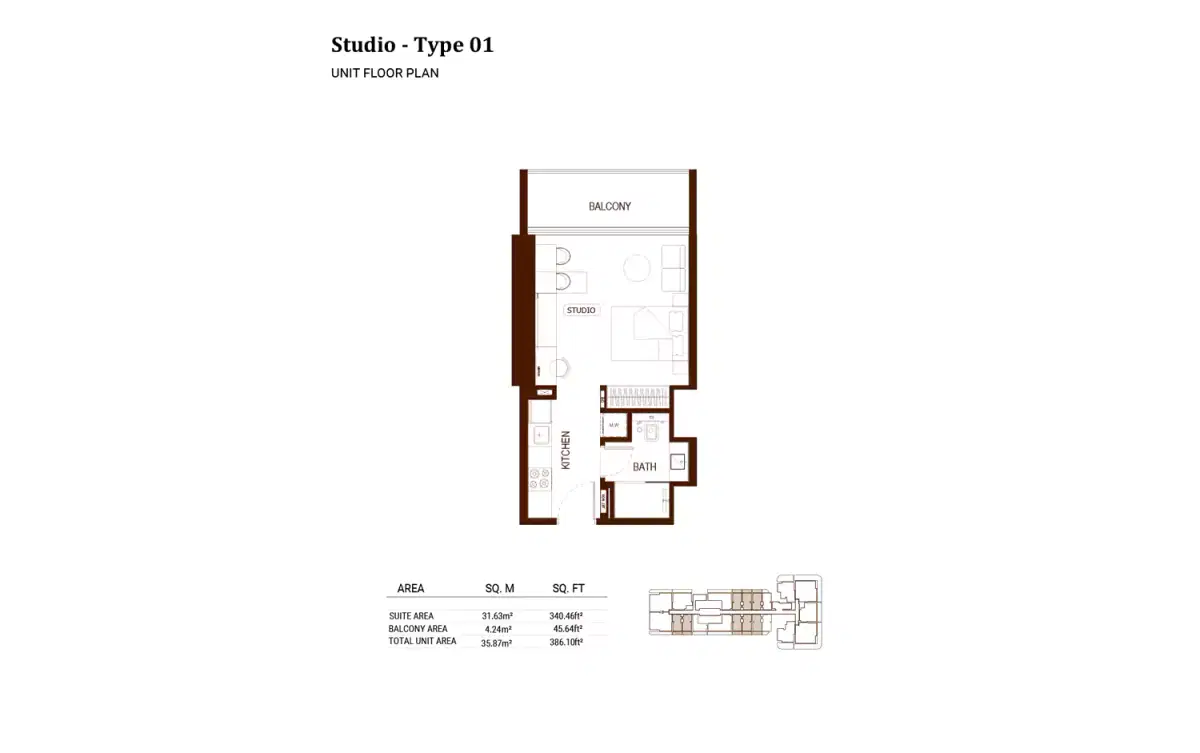 Binghatti Hills Dubai Science Park Studio Floor Plan