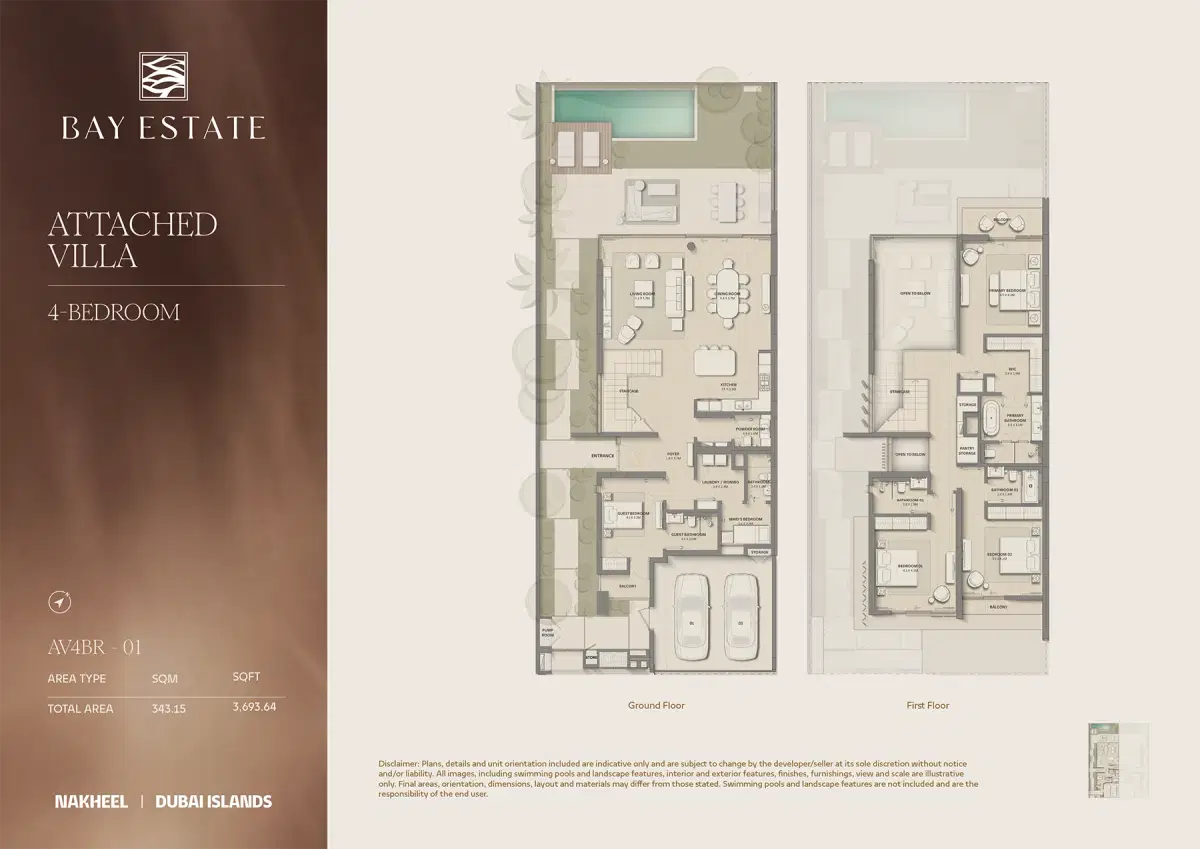Nakheel Bay Estate 4 BR Floor Plan 3693 Sq. Ft.