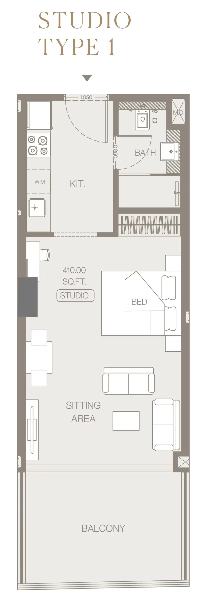 Binghatti Trillionaire Residences Studio Floor Plan
