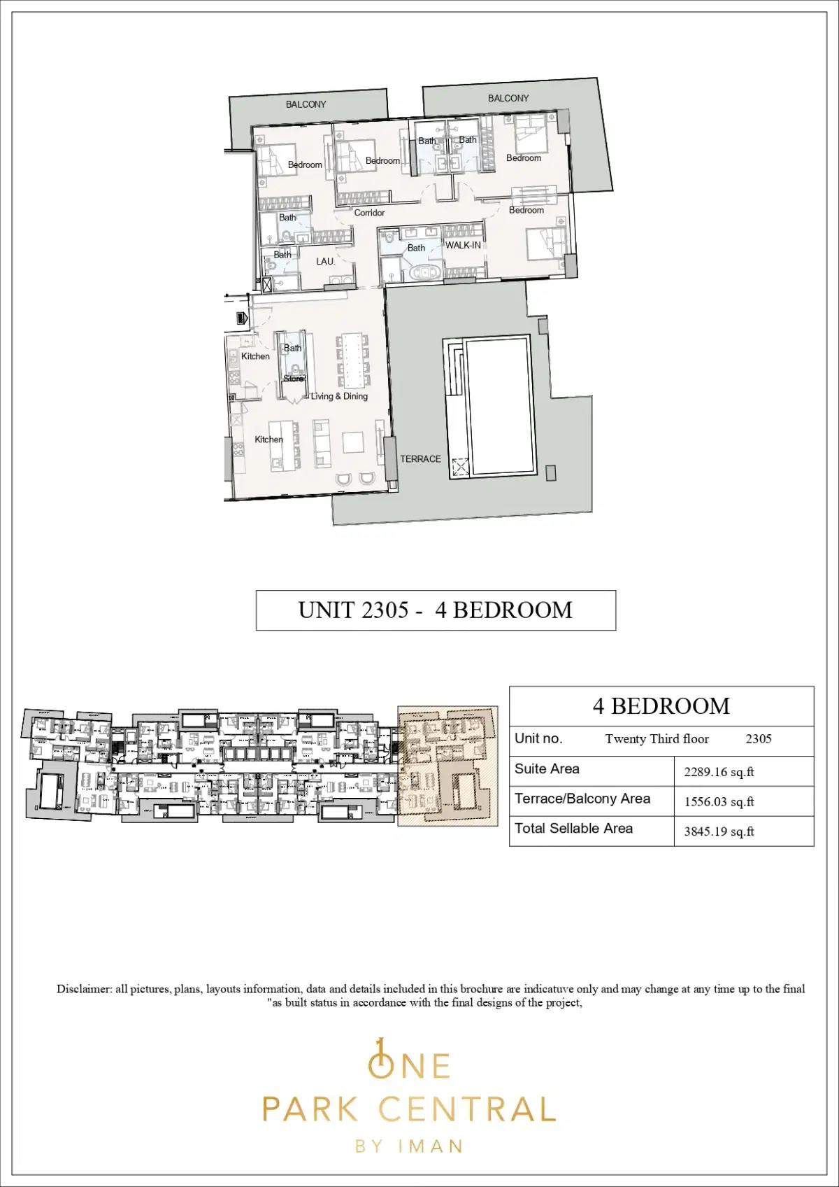 Iman One Park Central Jvc 4 BR Penthouses Floor Plan