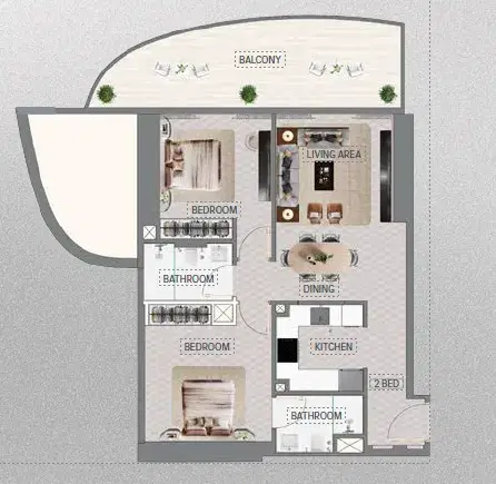Mercedes-Benz Places Binghatti City at Meydan 2 BR Floor Plan 5