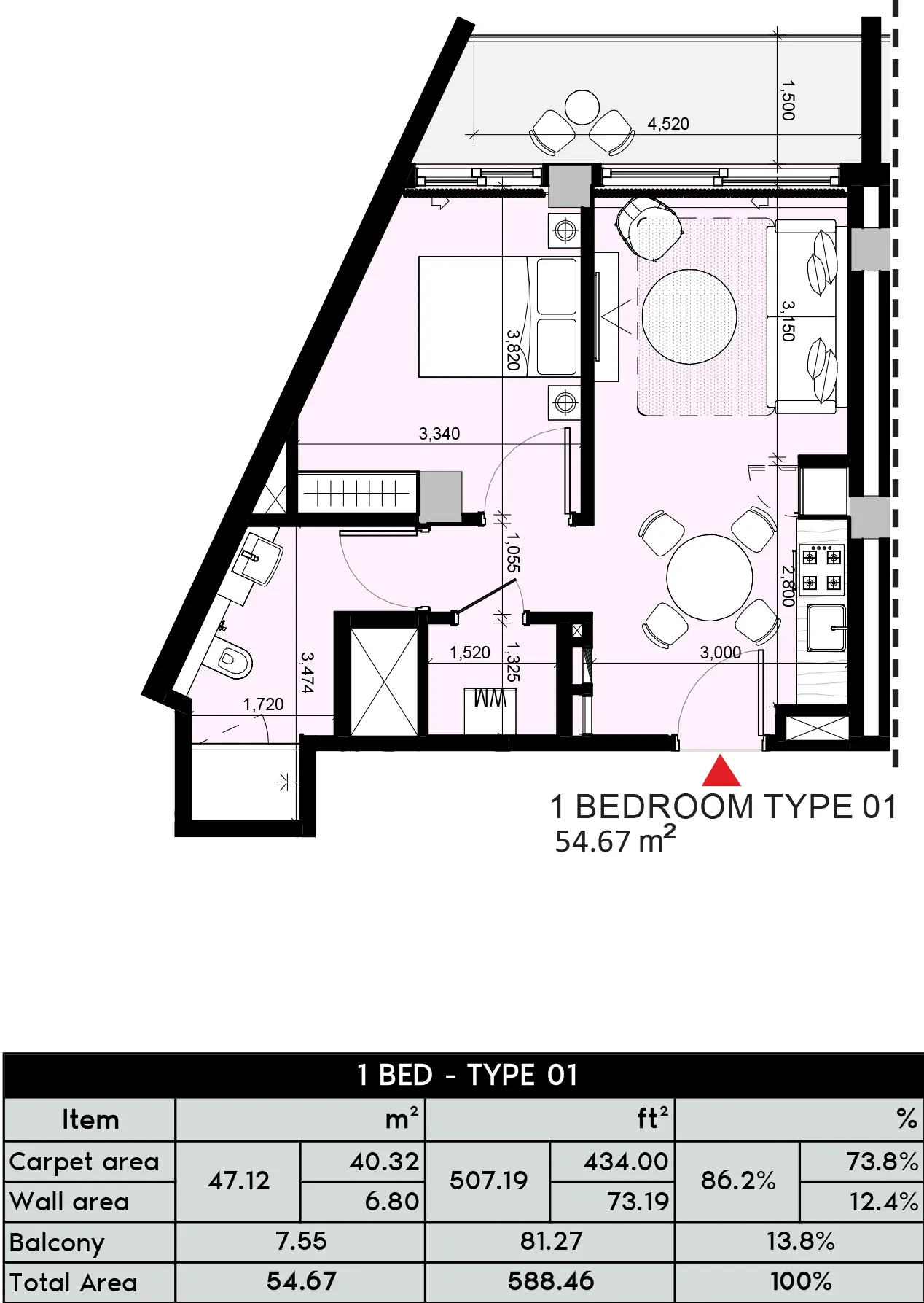 1 Bedroom Appartment Type-1