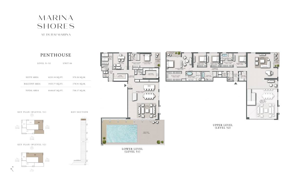 Emaar Marina Shores Apartments & Penthouses at Dubai Marina 5 Bedroom Penthouse Floor Plan