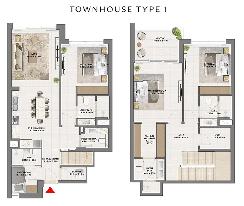 Emaar Parkside Views 3 BR Townhouse Floor Plan