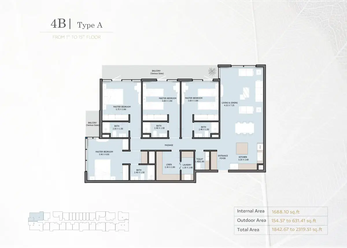 Reportage Verdana Phase 5 Dubai 4 BR Floor Plan 2,319 Sq. Ft.