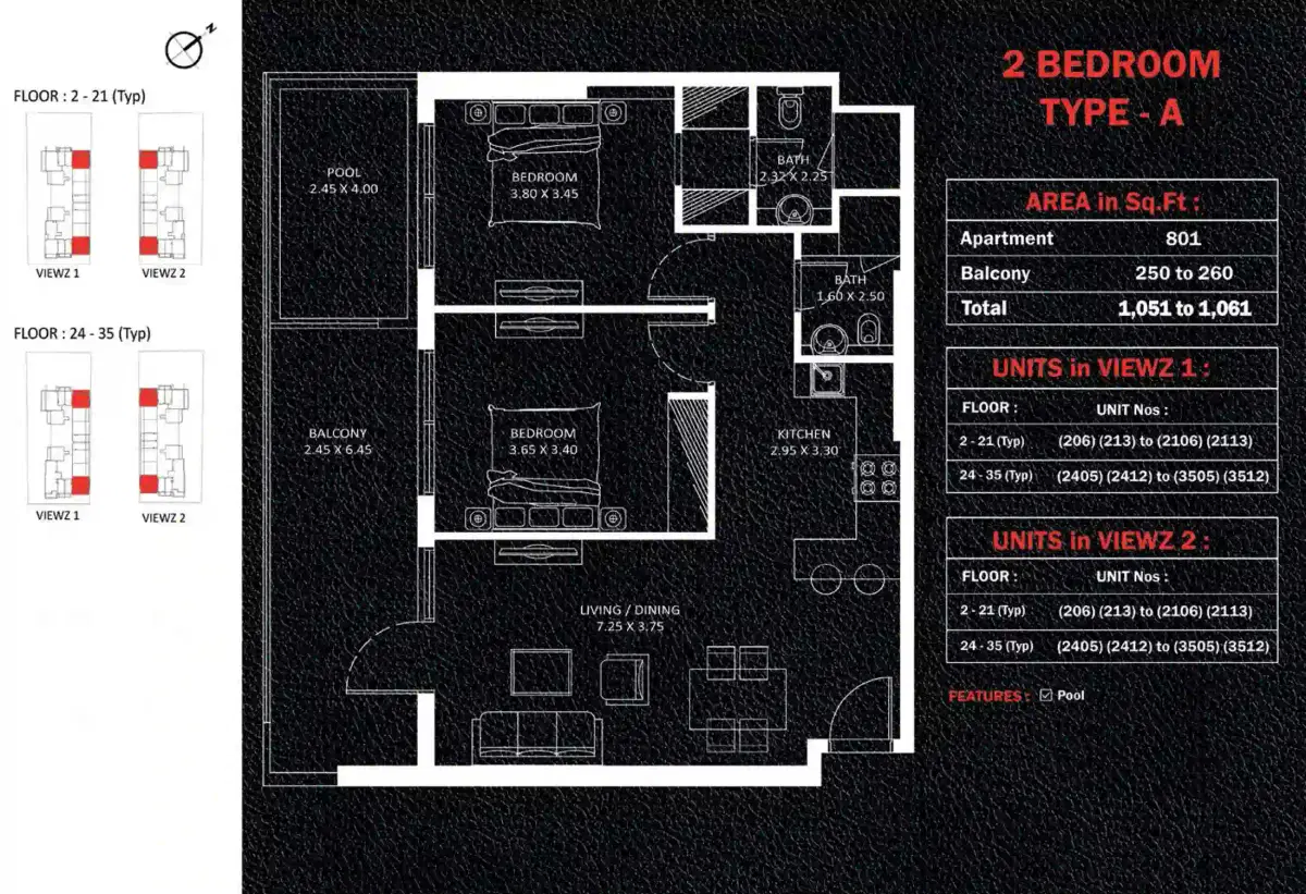 Danube Viewz Residences 2 Bedroom Apartments Floor Plan