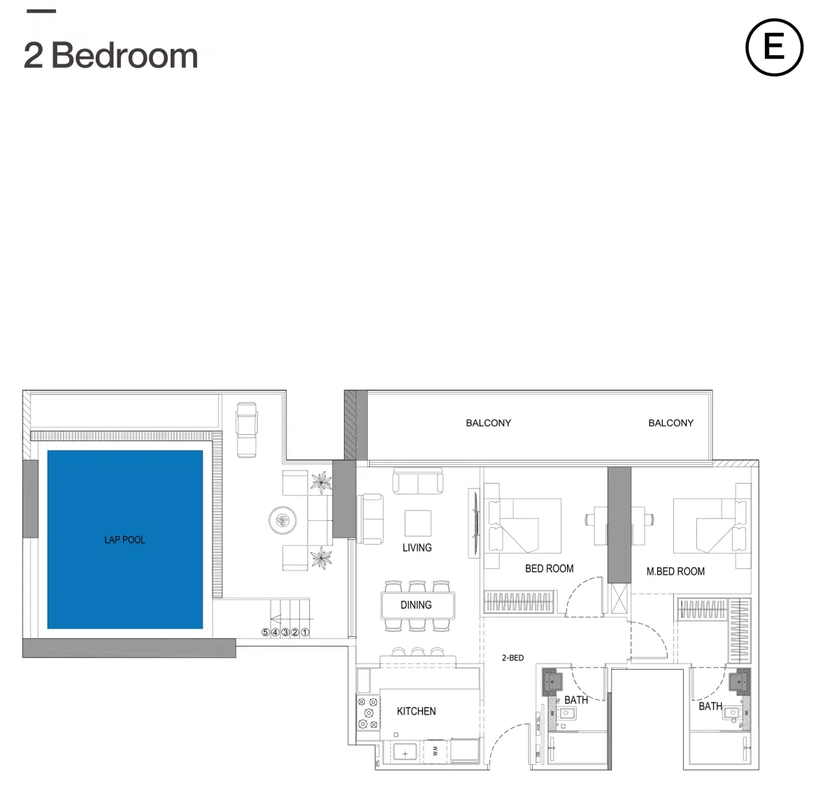 Binghatti Onyx 2 BR Apartment Floor Plan