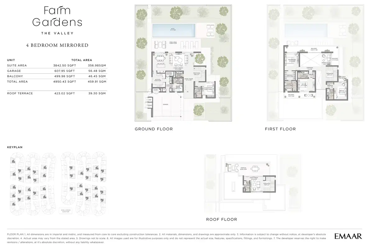 Emaar Farm Gardens 4 BR Mirrored Villas Floor Plan