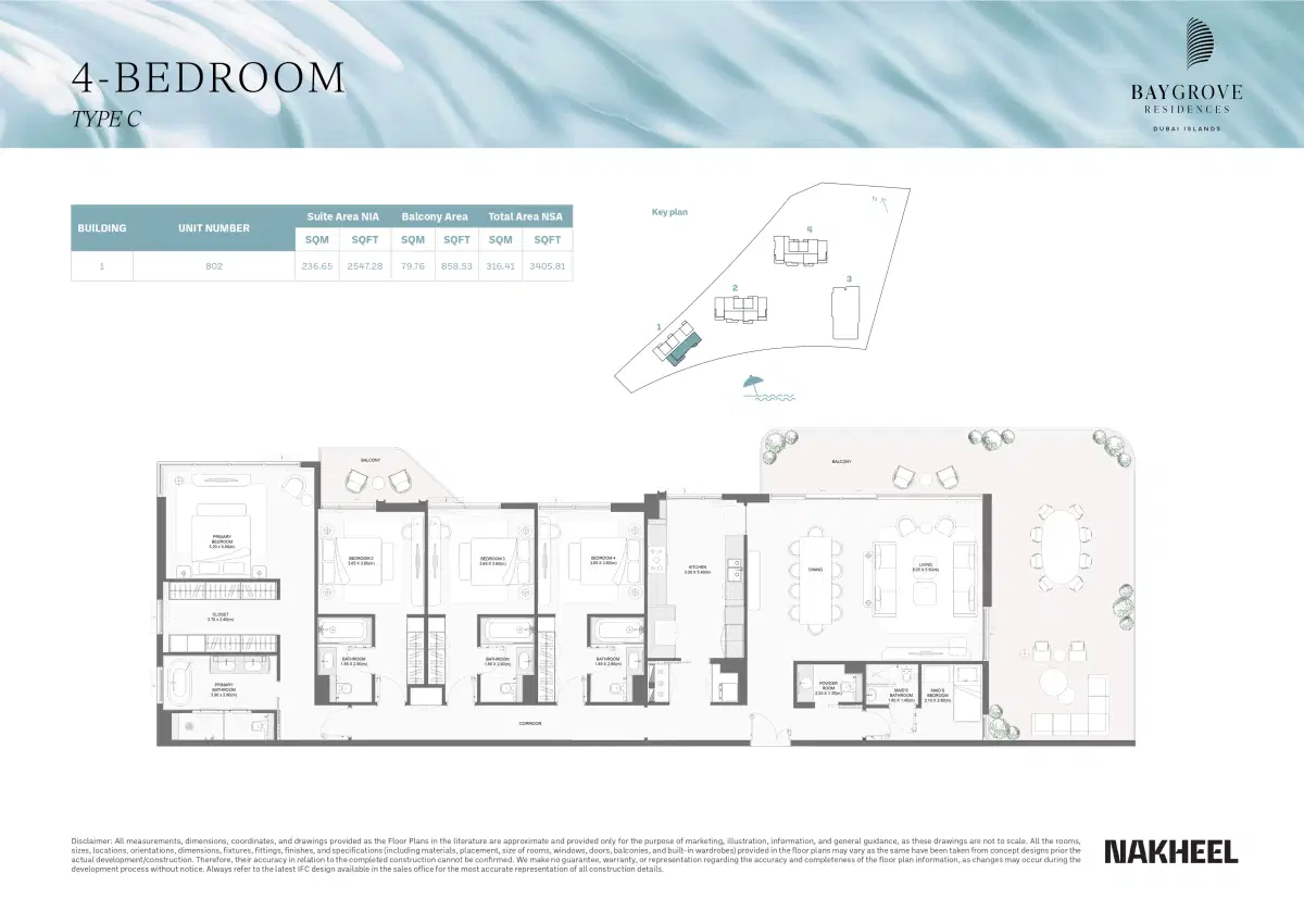 Nakheel Bay Grove Residences at Dubai Islands 4 BR Penthouses Floor Plan