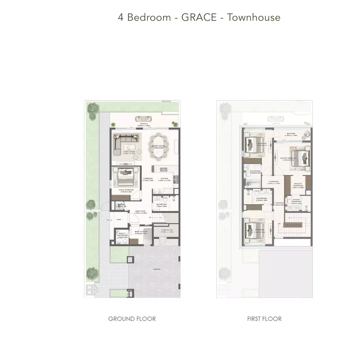 EMAAR Greenridge Townhouses at Emaar South 4 Bedroom Townhouses (Grace) Floor Plan