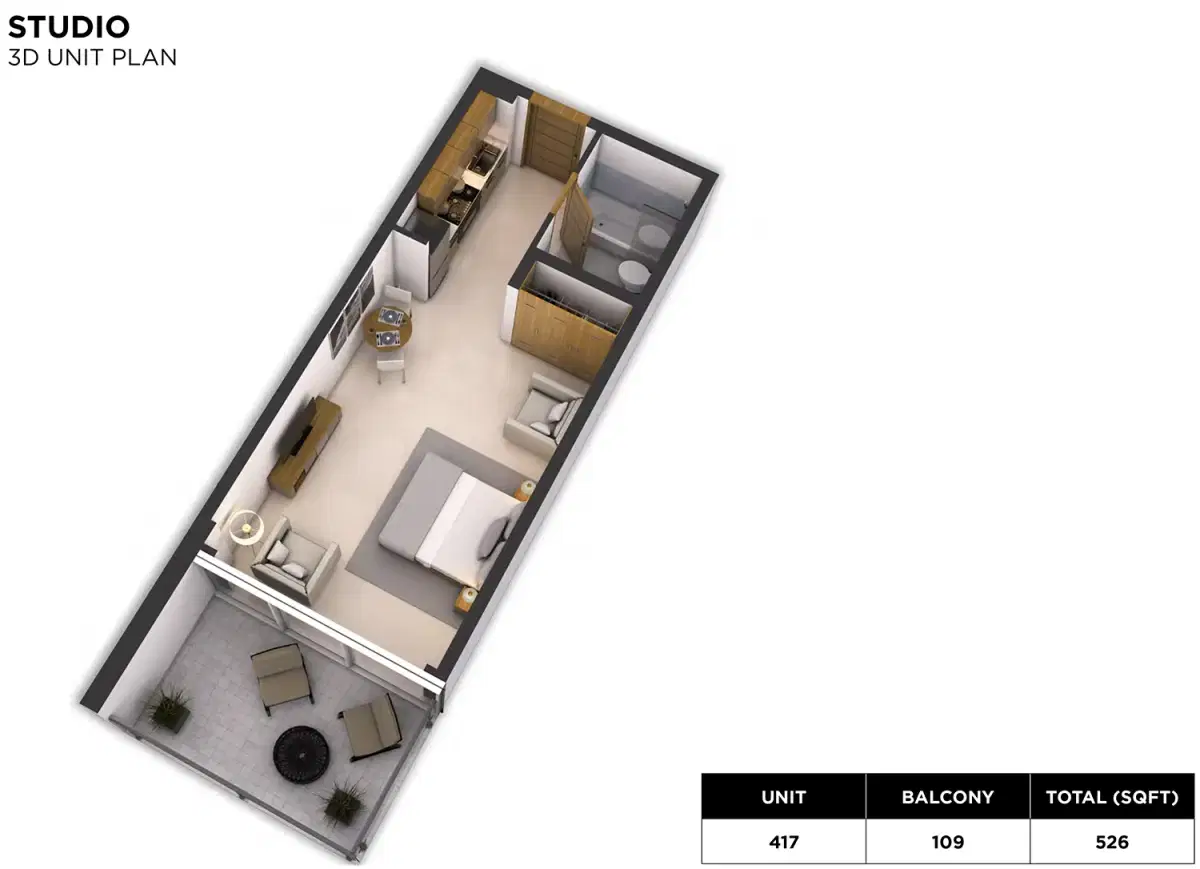 DAMAC Hills Loreto Studio Floor Plan
