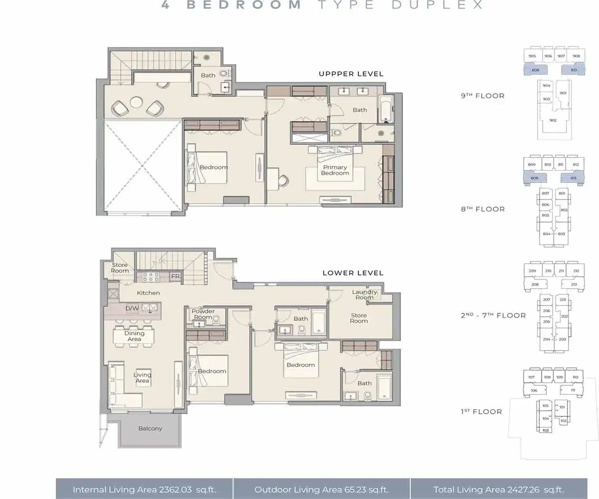 Ellington House 4 at Dubai Hills Estate Dubai 4 Bedroom Duplexes Floor Plan