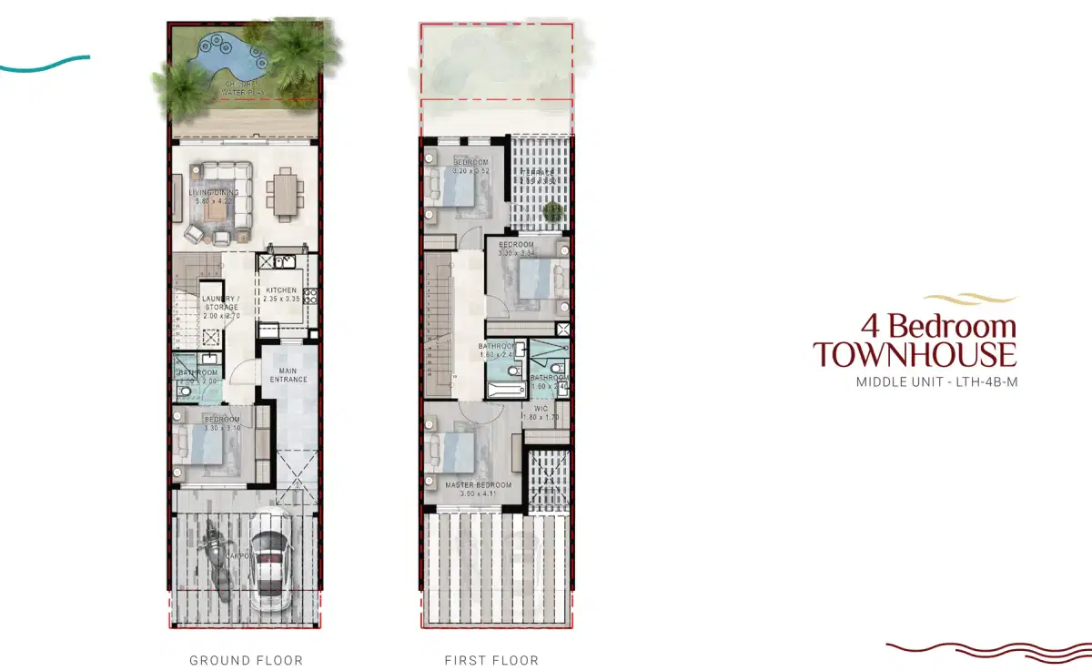 Damac Costa Brava 4 BR Townhouse Floor Plan
