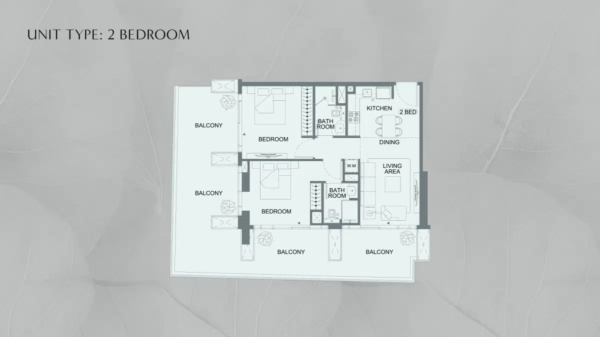 Binghatti Etherea at JVC, Dubai - Studio & Apartments 2 BR Apartment Floor Plan