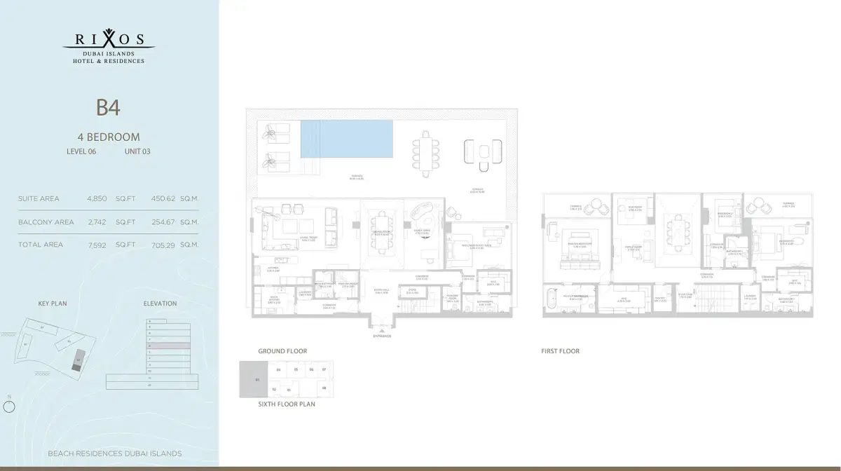 Nakheel Rixos Phase 2 Dubai 4 BR Floor Plan 7,592 Sq. Ft.
