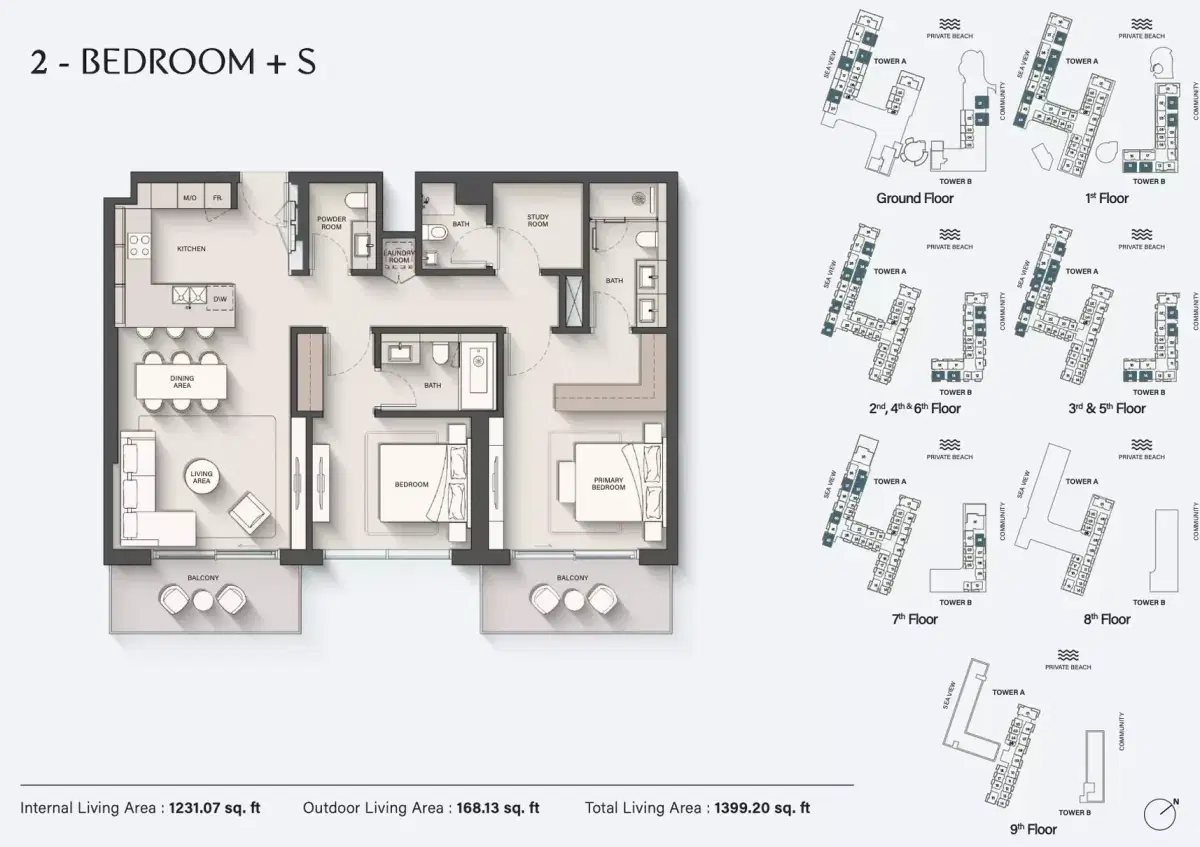 Ellington Sands at Dubai Islands Dubai 2 BR Apartment Floor Plan
