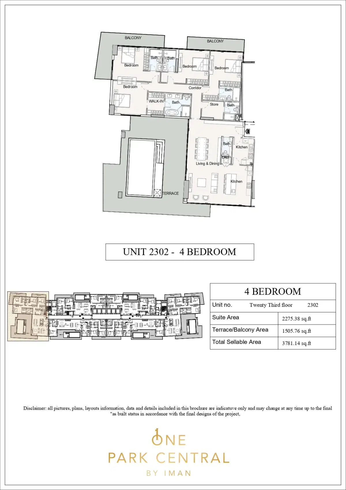 Iman One Park Central Jvc 4 BR Penthouses Floor Plan