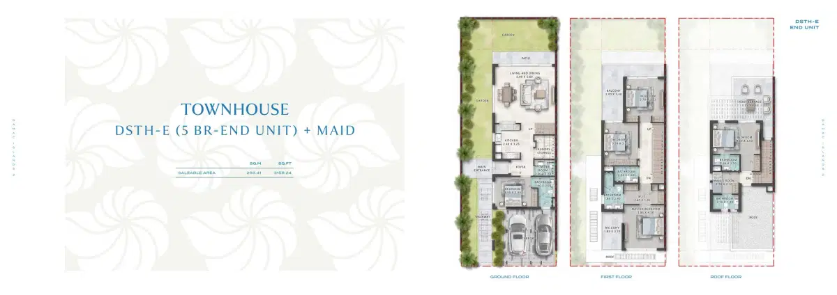 Damac Tahiti at Damac Islands 2, Dubai | Townhouses & Villa 5 BR Townhouses Floor Plan