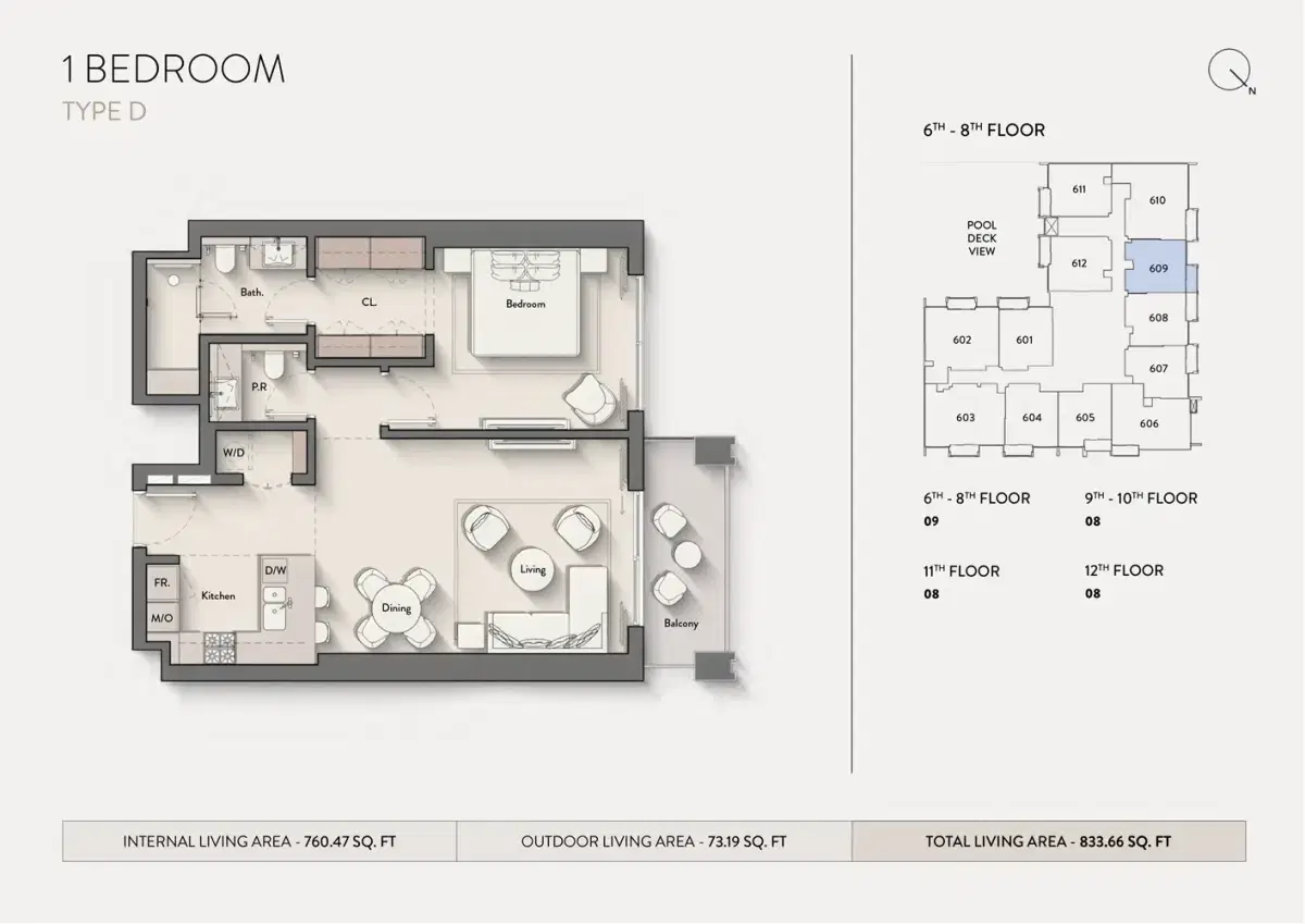 Ellington Hillmont Residences Jvc 1 BR Apartments Floor Plan