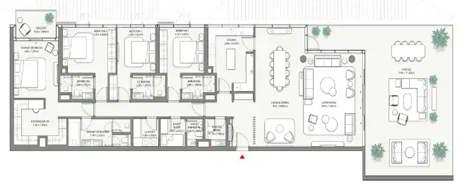 Palm Central Private Residences Dubai by Nakheel 4 BR Floor Plan 3,199 Sq. Ft.