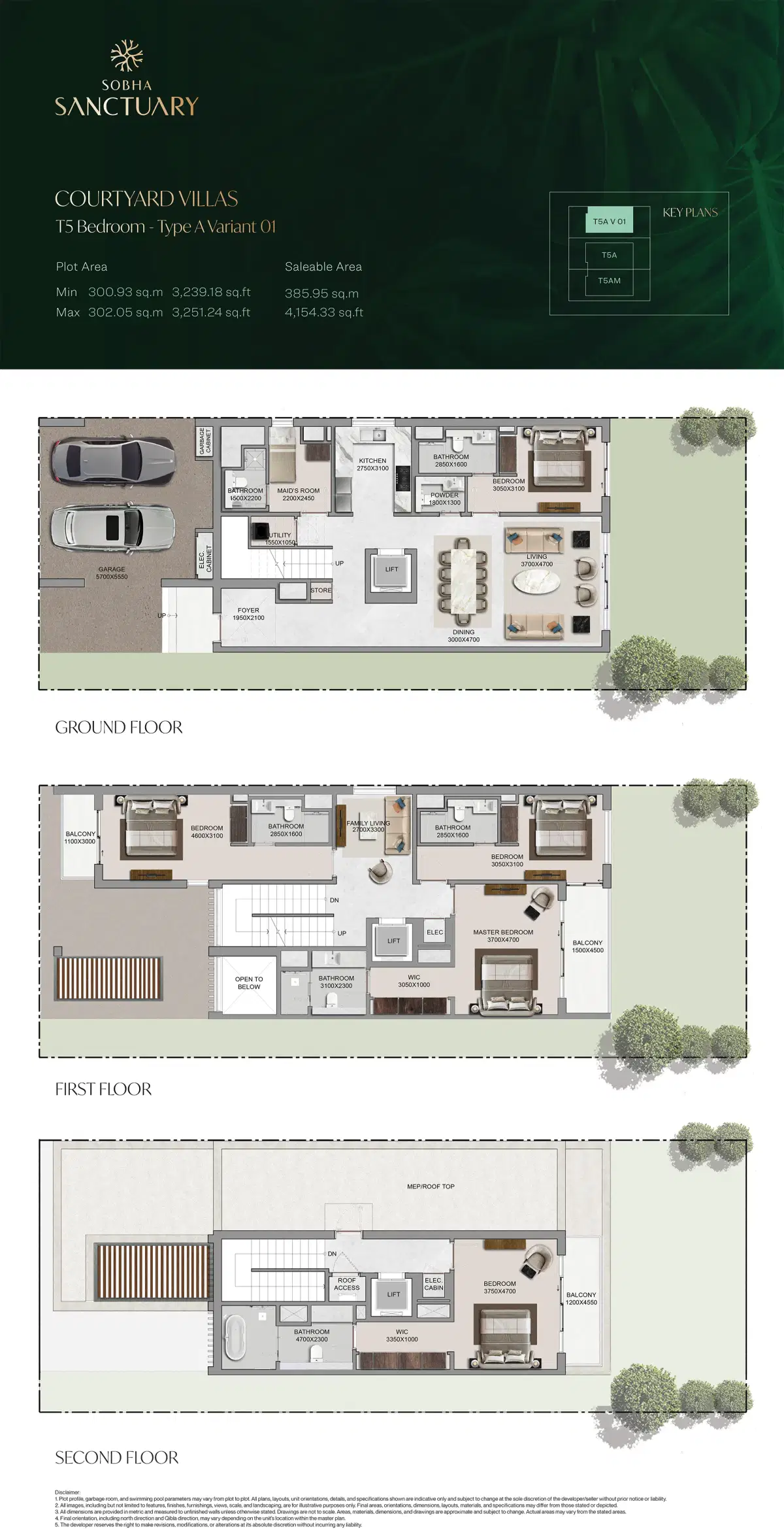 Sobha The Brooks Villas at Sobha Sanctuary Dubai 5 BR Villas Floor Plan
