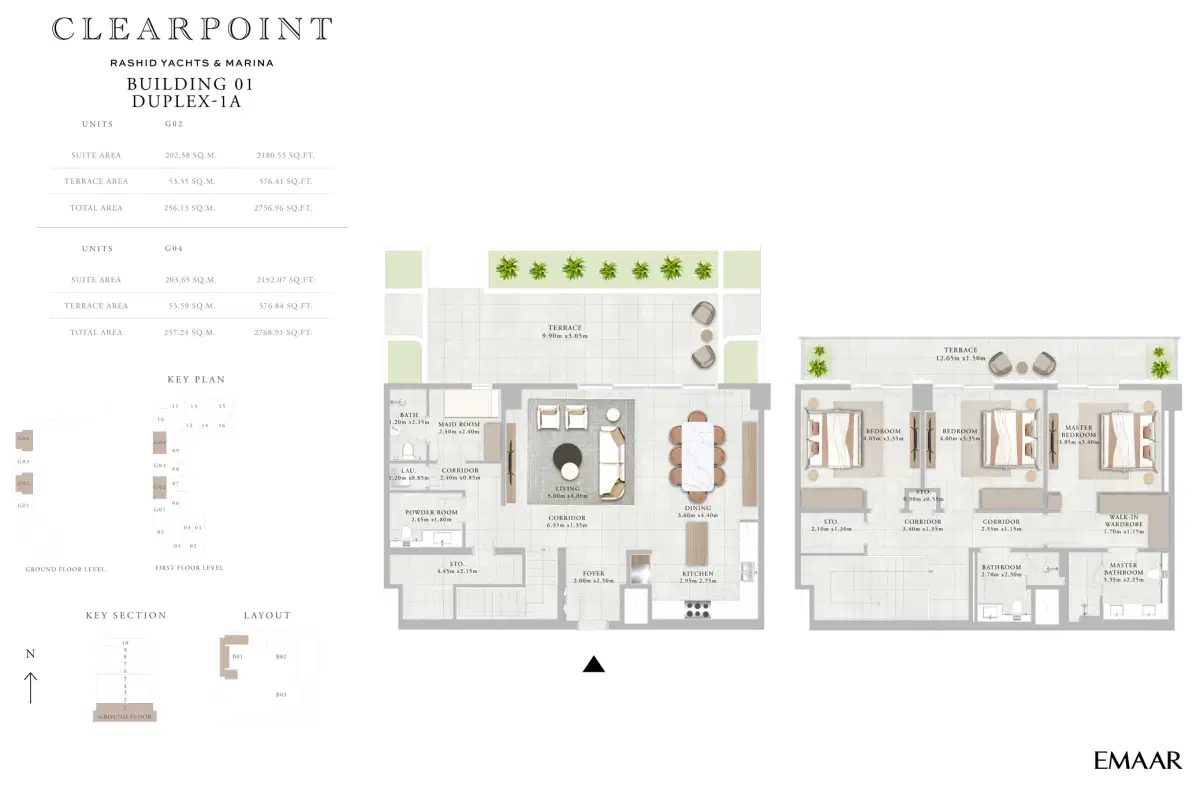 EMAAR Clearpoint Dubai 3 Bedroom Floor Plan 2,768 SQ. FT.