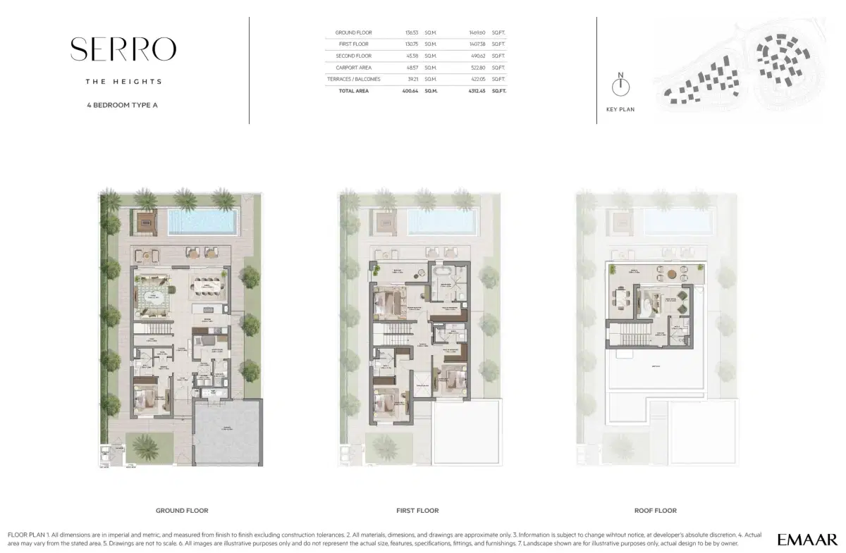 Emaar Serro Villa at The Heights Country Club & Wellness 4 BR Villa Floor Plan