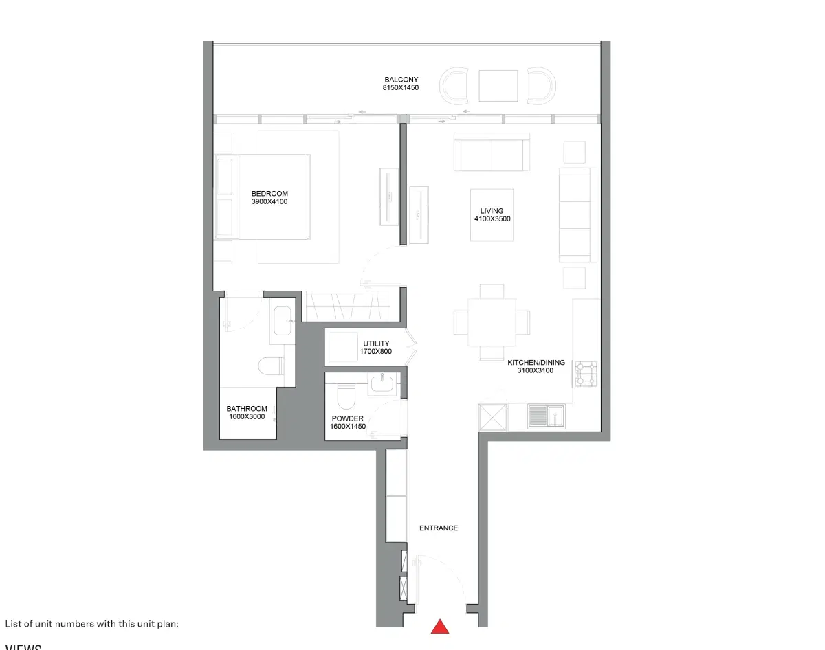 Sobha Verde 1 Bedroom Apartments Floor Plan
