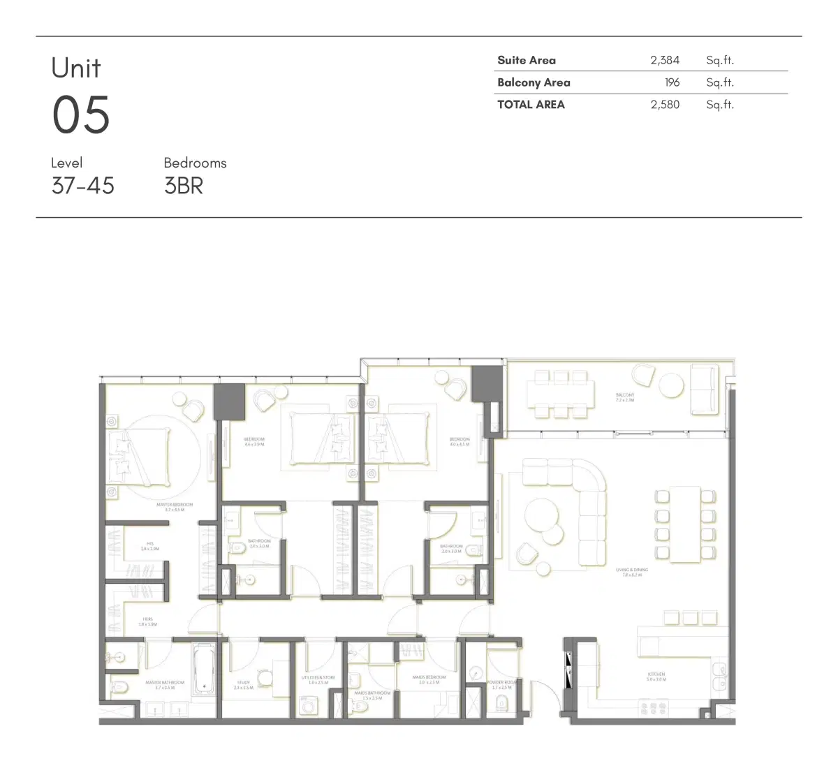 Nakheel Palm Beach Tower 2 at Palm Jumeirah Dubai 2 Bed Room Floor Plan