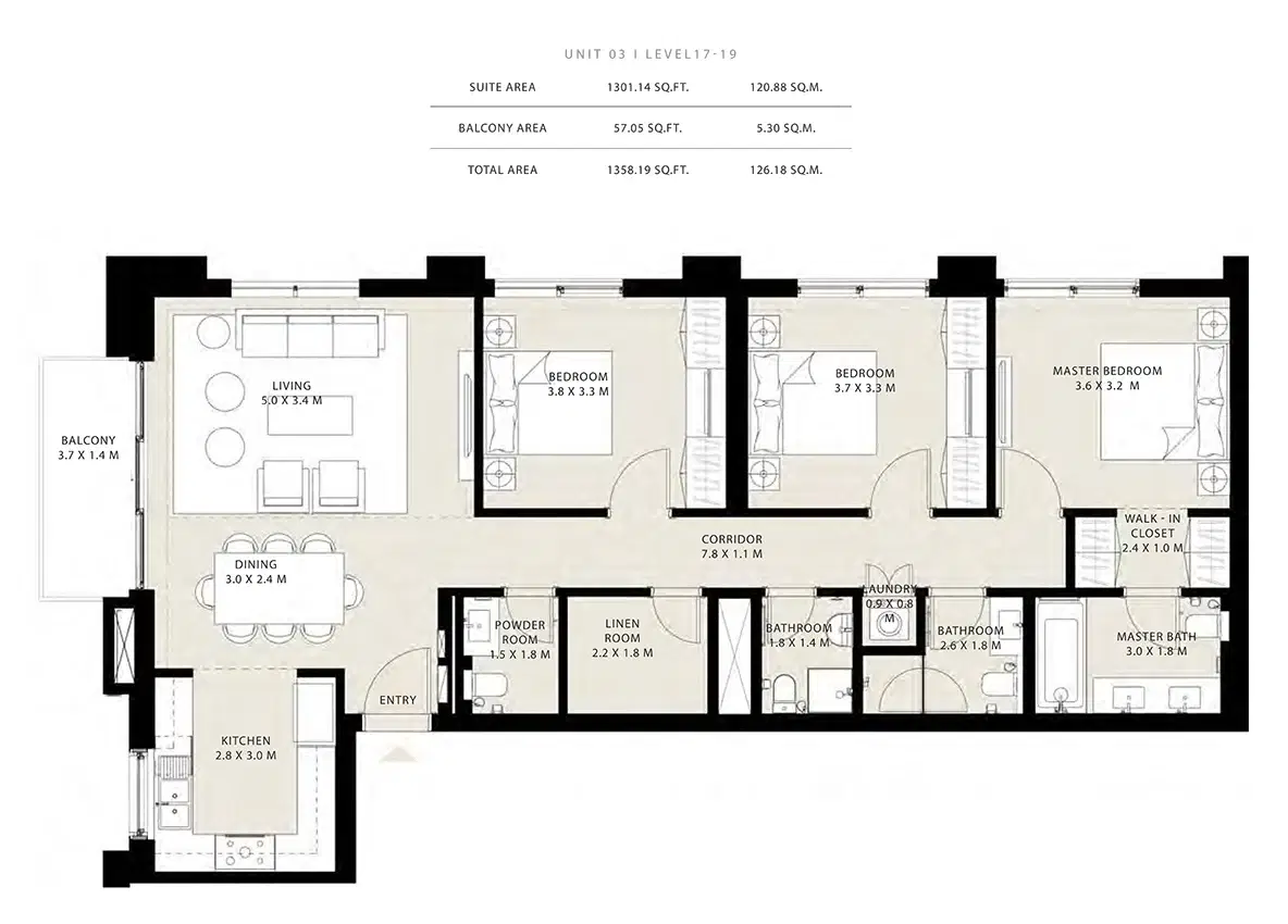Park Field And Lime Gardens 3 Bedroom Apartments Floor Plan