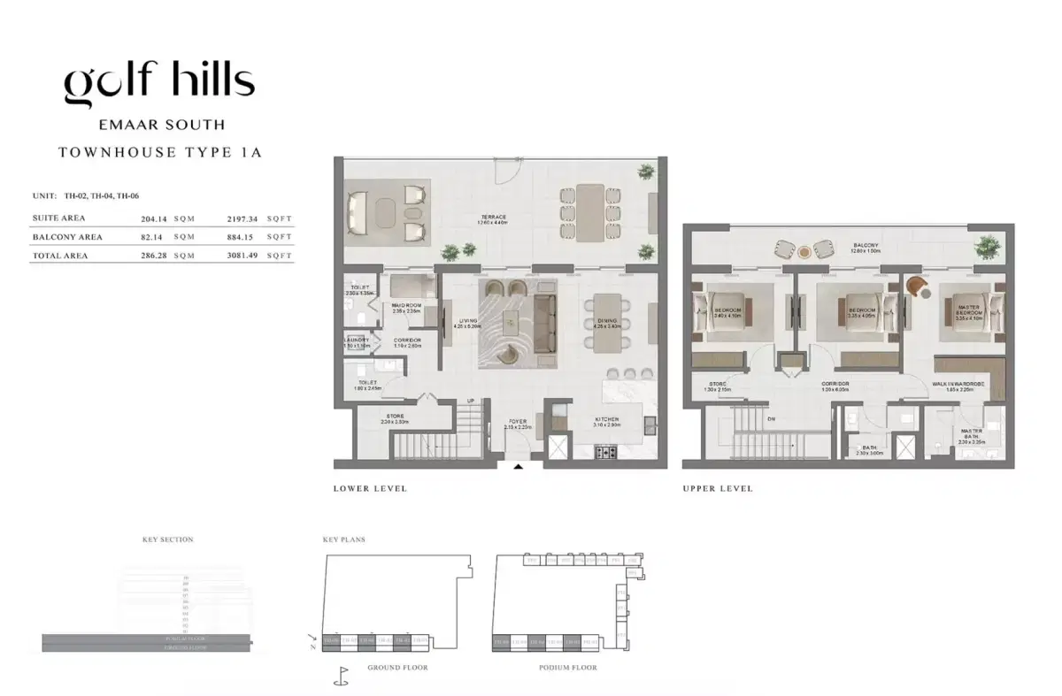 Emaar Golf Hills One At Emaar South | Apartments & Townhouses 3 BR Townhouses Floor Plan