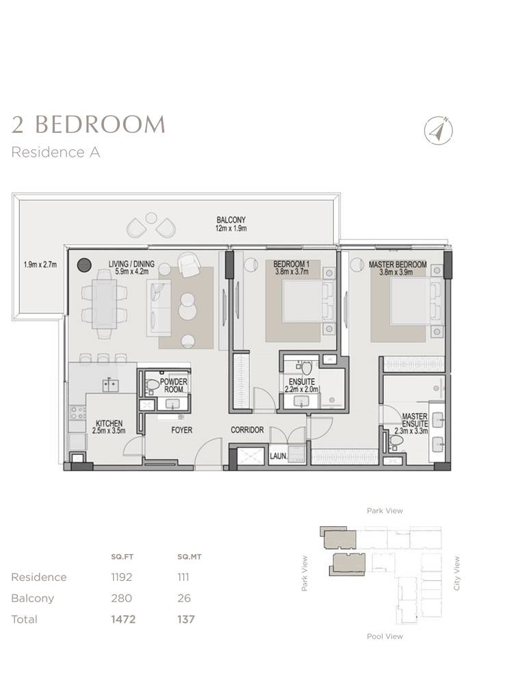 Berkeley by Soho 2 BR Apartment Floor Plan