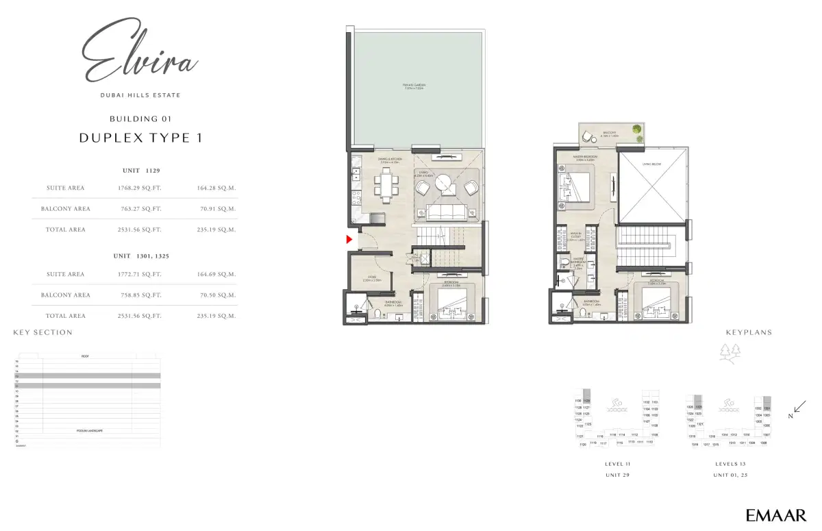 Emaar Elvira 3 Bedroom Duplexes Floor Plan