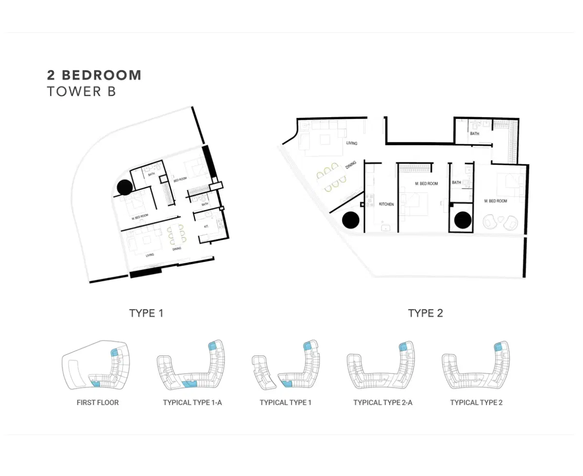 Binghatti Hills Dubai Science Park 2 BR Apartment Floor Plan
